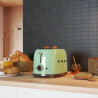 SMEG 50's Style TSF01PGEU kenyérpirító, 950 W, 2 szelet, 6 fokozat, morzsatartó, beépített kábel, rozsdamentes acél, zöld
