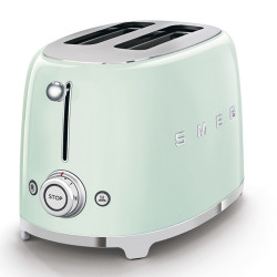 Τοστιέρα SMEG 50's Style TSF01PGEU, 950 W, 2 φέτες, 6 επίπεδα, Δίσκος για ψίχουλα, Ενσωματωμένο καλώδιο, Ανοξείδωτο ατσάλι, Πράσινο