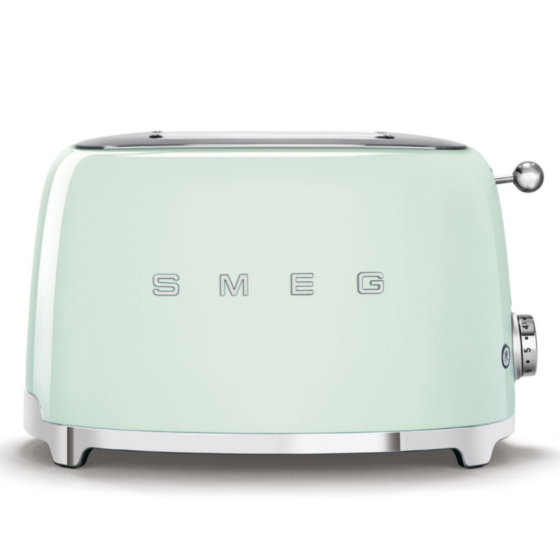 SMEG 50's Style TSF01PGEU kenyérpirító, 950 W, 2 szelet, 6 fokozat, morzsatartó, beépített kábel, rozsdamentes acél, zöld