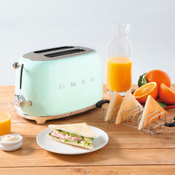 Prajitor de paine SMEG 50's Style TSF01PGEU, 950 W, 2 felii, 6 trepte, Tava pentru firimituri, Cablu integrat, Otel inoxidabil, Verde