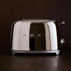 Тостер за хляб SMEG 50's Style TSF01SSEU, 950W, 2 филии, 6 нива, Тавичка за трохи, Вграден кабел, Неръждаема стомана, Сребрист