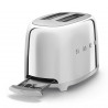 Тостер за хляб SMEG 50's Style TSF01SSEU, 950W, 2 филии, 6 нива, Тавичка за трохи, Вграден кабел, Неръждаема стомана, Сребрист