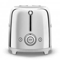 Тостер за хляб SMEG 50's Style TSF01SSEU, 950W, 2 филии, 6 нива, Тавичка за трохи, Вграден кабел, Неръждаема стомана, Сребрист