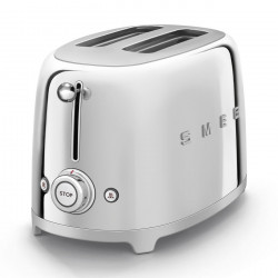Тостер за хляб SMEG 50's Style TSF01SSEU, 950W, 2 филии, 6 нива, Тавичка за трохи, Вграден кабел, Неръждаема стомана, Сребрист