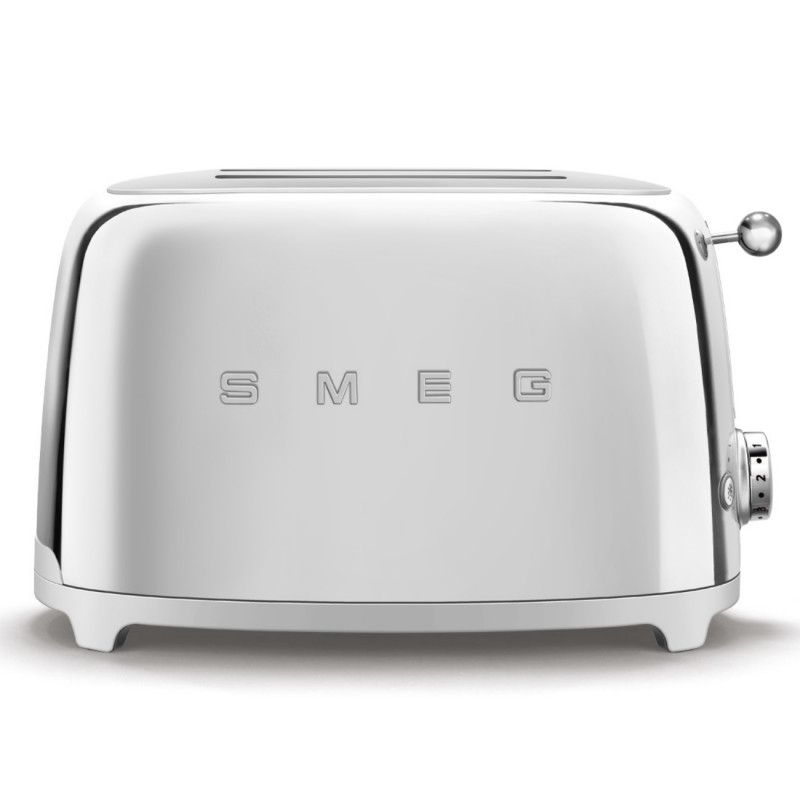 Тостер за хляб SMEG 50's Style TSF01SSEU, 950W, 2 филии, 6 нива, Тавичка за трохи, Вграден кабел, Неръждаема стомана, Сребрист