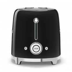 Тостер за хляб SMEG 50's Style TSF01BLEU, 950W, 2 филии, 6 нива, Тавичка за трохи, Вграден кабел, Неръждаема стомана, Черен