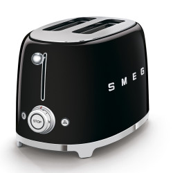 Тостер за хляб SMEG 50's Style TSF01BLEU, 950W, 2 филии, 6 нива, Тавичка за трохи, Вграден кабел, Неръждаема стомана, Черен