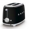 Тостер за хляб SMEG 50's Style TSF01BLEU, 950W, 2 филии, 6 нива, Тавичка за трохи, Вграден кабел, Неръждаема стомана, Черен