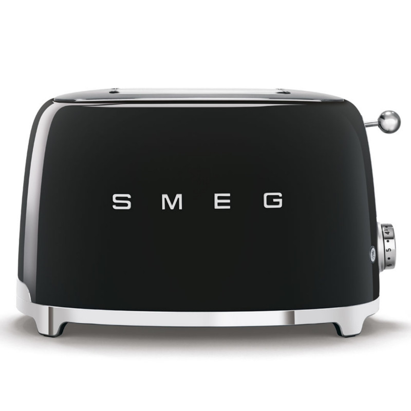 Тостер за хляб SMEG 50's Style TSF01BLEU, 950W, 2 филии, 6 нива, Тавичка за трохи, Вграден кабел, Неръждаема стомана, Черен