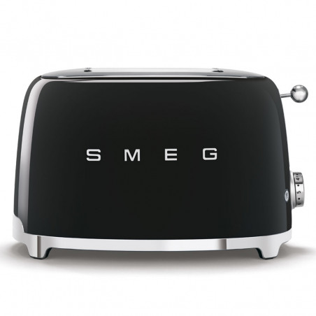 Тостер за хляб SMEG 50's Style TSF01BLEU, 950W, 2 филии, 6 нива, Тавичка за трохи, Вграден кабел, Неръждаема стомана, Черен