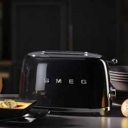 Тостер за хляб SMEG 50's Style TSF01BLEU, 950W, 2 филии, 6 нива, Тавичка за трохи, Вграден кабел, Неръждаема стомана, Черен
