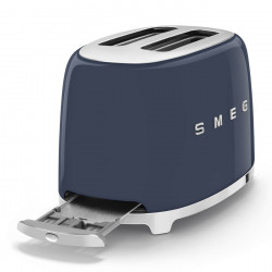 Тостер за хляб SMEG 50's Style TSF01NBEU, 950W, 2 филии, 6 нива, Тавичка за трохи, Вграден кабел, Неръждаема стомана, Тъмносин