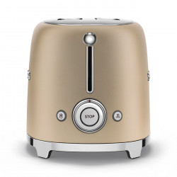 Тостер за хляб SMEG 50's Style TSF01CHMEU, 950W, 2 филии, 6 нива, Тавичка за трохи, Вграден кабел, Неръждаема стомана, Шампанско