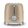 Тостер за хляб SMEG 50's Style TSF01CHMEU, 950W, 2 филии, 6 нива, Тавичка за трохи, Вграден кабел, Неръждаема стомана, Шампанско