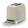 Тостер за хляб SMEG 50's Style TSF01MLMEU, 950W, 2 филии, 6 нива, Тавичка за трохи, Вграден кабел, Неръждаема стомана, Бежов