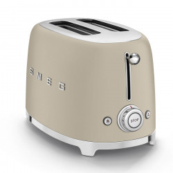 Тостер за хляб SMEG 50's Style TSF01MLMEU, 950W, 2 филии, 6 нива, Тавичка за трохи, Вграден кабел, Неръждаема стомана, Бежов