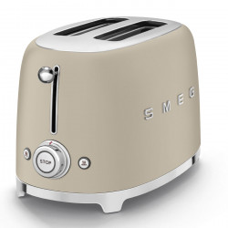 Тостер за хляб SMEG 50's Style TSF01MLMEU, 950W, 2 филии, 6 нива, Тавичка за трохи, Вграден кабел, Неръждаема стомана, Бежов