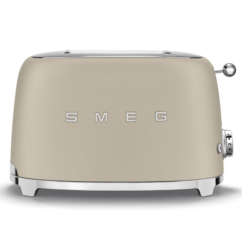 Тостер за хляб SMEG 50's Style TSF01MLMEU, 950W, 2 филии, 6 нива, Тавичка за трохи, Вграден кабел, Неръждаема стомана, Бежов