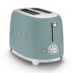 Тостер за хляб SMEG 50's Style TSF01EGMEU, 950W, 2 филии, 6 нива, Тавичка за трохи, Вграден кабел, Неръждаема стомана, Изумрудено зелен