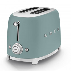 Тостер за хляб SMEG 50's Style TSF01EGMEU, 950W, 2 филии, 6 нива, Тавичка за трохи, Вграден кабел, Неръждаема стомана, Изумрудено зелен
