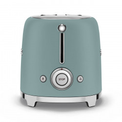 Тостер за хляб SMEG 50's Style TSF01EGMEU, 950W, 2 филии, 6 нива, Тавичка за трохи, Вграден кабел, Неръждаема стомана, Изумрудено зелен