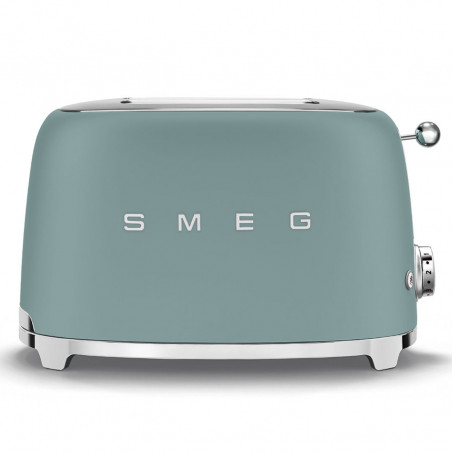 Тостер за хляб SMEG 50's Style TSF01EGMEU, 950W, 2 филии, 6 нива, Тавичка за трохи, Вграден кабел, Неръждаема стомана, Изумрудено зелен
