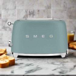 Тостер за хляб SMEG 50's Style TSF01EGMEU, 950W, 2 филии, 6 нива, Тавичка за трохи, Вграден кабел, Неръждаема стомана, Изумрудено зелен