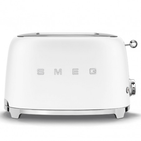 SMEG 50's Style TSF01WHMEU Toaster, 950W, 2-slice, 6 settings, Crumb tray, Retractable cord, Stainless steel, Matte white