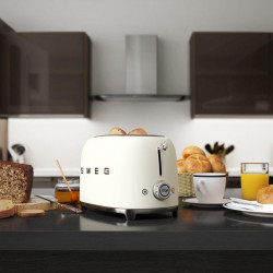 SMEG 50's Style TSF01WHMEU Toaster, 950W, 2-slice, 6 settings, Crumb tray, Retractable cord, Stainless steel, Matte white