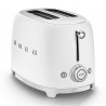 SMEG 50's Style TSF01WHMEU Toaster, 950W, 2-slice, 6 settings, Crumb tray, Retractable cord, Stainless steel, Matte white