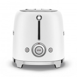 Тостер за хляб SMEG 50's Style TSF01WHMEU, 950W, 2 филии, 6 нива, Тавичка за трохи, Вграден кабел, Неръждаема стомана, Бял мат