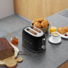 SMEG 50's Style TSF01BLMEU Toaster, 950W, 2-slice, 6 settings, Crumb tray, Retractable cord, Stainless steel, Matte black