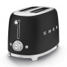 SMEG 50's Style TSF01BLMEU Toaster, 950W, 2-slice, 6 settings, Crumb tray, Retractable cord, Stainless steel, Matte black