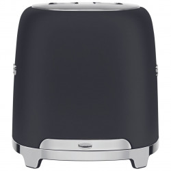 SMEG 50's Style TSF01BLMEU Toaster, 950W, 2-slice, 6 settings, Crumb tray, Retractable cord, Stainless steel, Matte black