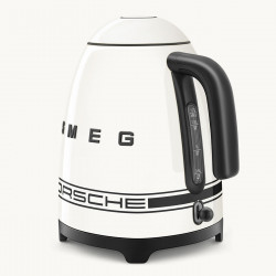 SMEG Porsche KLF03PCWEU elektromos vízforraló, 2400 W, 1,7 l, 360°-os talp, fényes felület, fehér