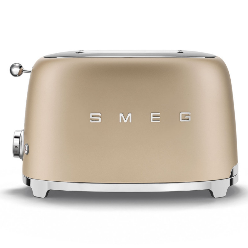 Тостер за хляб SMEG 50's Style TSF01CHMEU, 950W, 2 филии, 6 нива, Тавичка за трохи, Вграден кабел, Неръждаема стомана, Шампанско