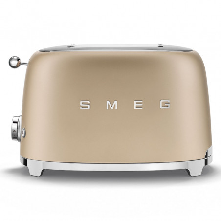 Тостер за хляб SMEG 50's Style TSF01CHMEU, 950W, 2 филии, 6 нива, Тавичка за трохи, Вграден кабел, Неръждаема стомана, Шампанско