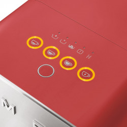 SMEG Collezione BCC01RDMEU eszpresszógép, 1350 W, 19 bar, 1,4 l, 8 funkció, beépített őrlővel, piros