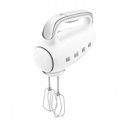 Mixer manual SMEG 50's Style HMF01WHEU, 250 W, 9 viteze, Functie Turbo, Afisaj LED, Timer, Accesorii, Alb