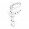 Mixer manual SMEG 50's Style HMF01WHEU, 250 W, 9 viteze, Functie Turbo, Afisaj LED, Timer, Accesorii, Alb