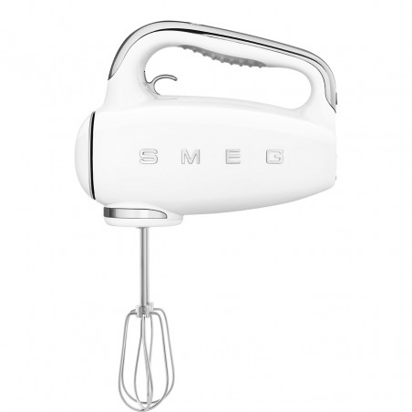 Mixer manual SMEG 50's Style HMF01WHEU, 250 W, 9 viteze, Functie Turbo, Afisaj LED, Timer, Accesorii, Alb
