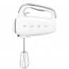 Mixer manual SMEG 50's Style HMF01WHEU, 250 W, 9 viteze, Functie Turbo, Afisaj LED, Timer, Accesorii, Alb