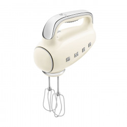 Mixer manual SMEG 50's Style HMF01CREU, 250 W, 9 viteze, Functie Turbo, Afisaj LED, Timer, Accesorii, Crem