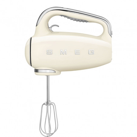 Mixer manual SMEG 50's Style HMF01CREU, 250 W, 9 viteze, Functie Turbo, Afisaj LED, Timer, Accesorii, Crem