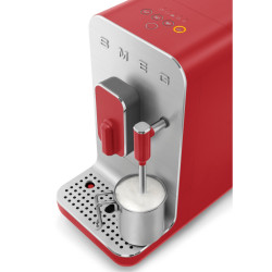 SMEG Collezione BCC02RDMEU eszpresszógép, 1350 W, 19 bar, 1,4 l, 8 funkció, beépített őrlő, gőzfúvóka, piros
