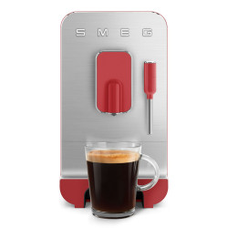 SMEG Collezione BCC02RDMEU eszpresszógép, 1350 W, 19 bar, 1,4 l, 8 funkció, beépített őrlő, gőzfúvóka, piros