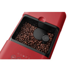 SMEG Collezione BCC02RDMEU eszpresszógép, 1350 W, 19 bar, 1,4 l, 8 funkció, beépített őrlő, gőzfúvóka, piros