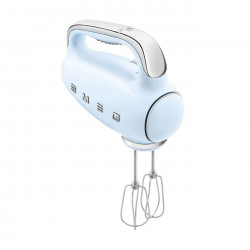Χειροκίνητο μίξερ SMEG 50's Style HMF01PBEU, 250 W, 9 ταχύτητες, λειτουργία Turbo, κρυφή οθόνη LED, χρονοδιακόπτης, εξαρτήματα, μπλε