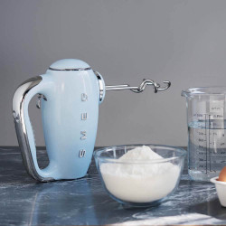 SMEG 50's Style HMF01PBEU Hand Mixer, 250W, 9 speeds, Turbo, Hidden LED display, Timer, Accessories, Blue