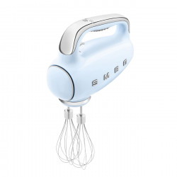 Χειροκίνητο μίξερ SMEG 50's Style HMF01PBEU, 250 W, 9 ταχύτητες, λειτουργία Turbo, κρυφή οθόνη LED, χρονοδιακόπτης, εξαρτήματα, μπλε